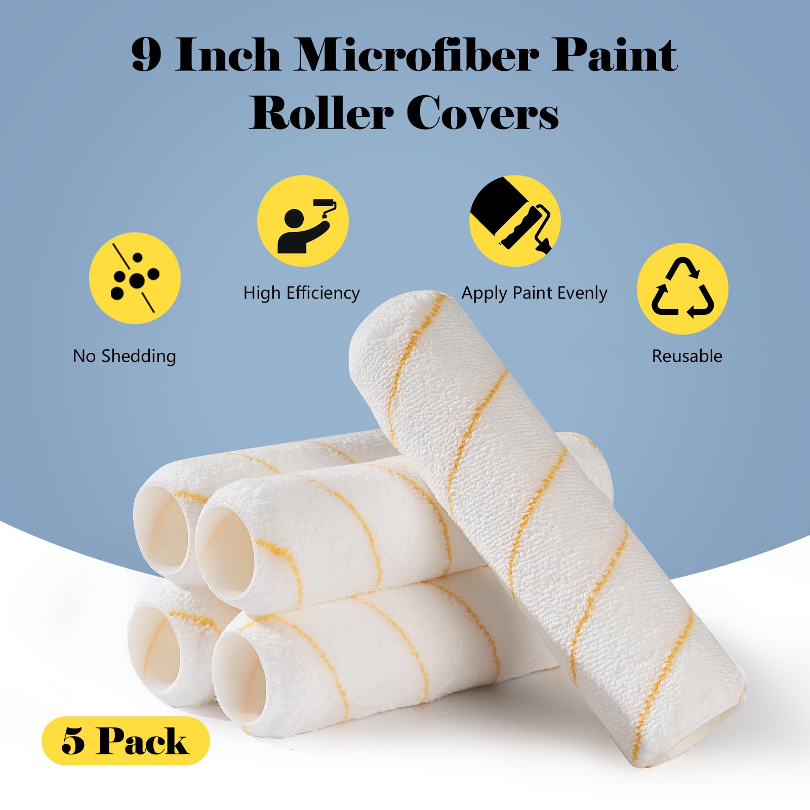 Amazon.com: Mister Rui Paint Rollers, 5 Pack, 9 Inch Paint Roller